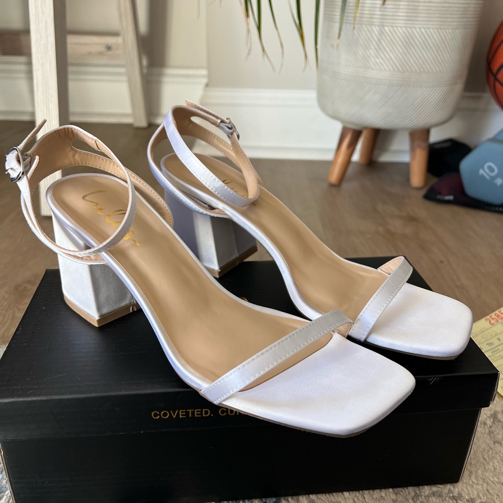 Satin block heels size 9